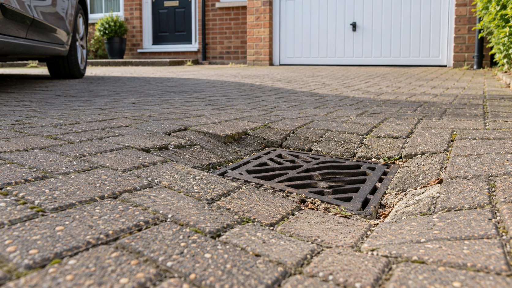 Driveway sinking by drain