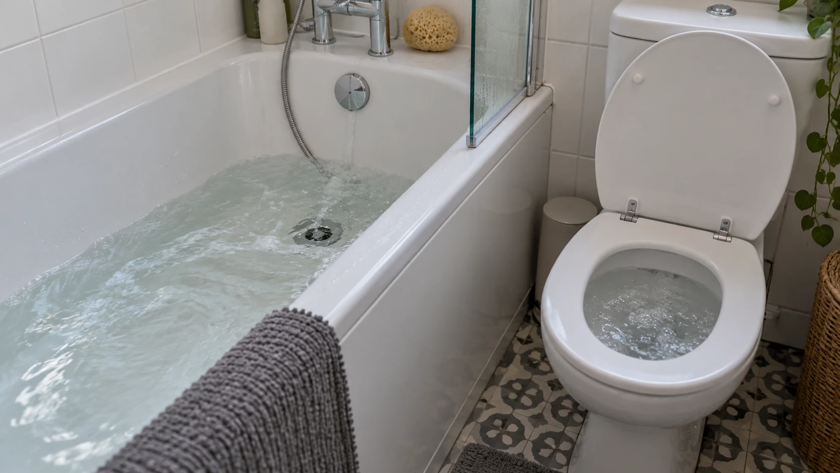 Toilet gurgles when bath empties